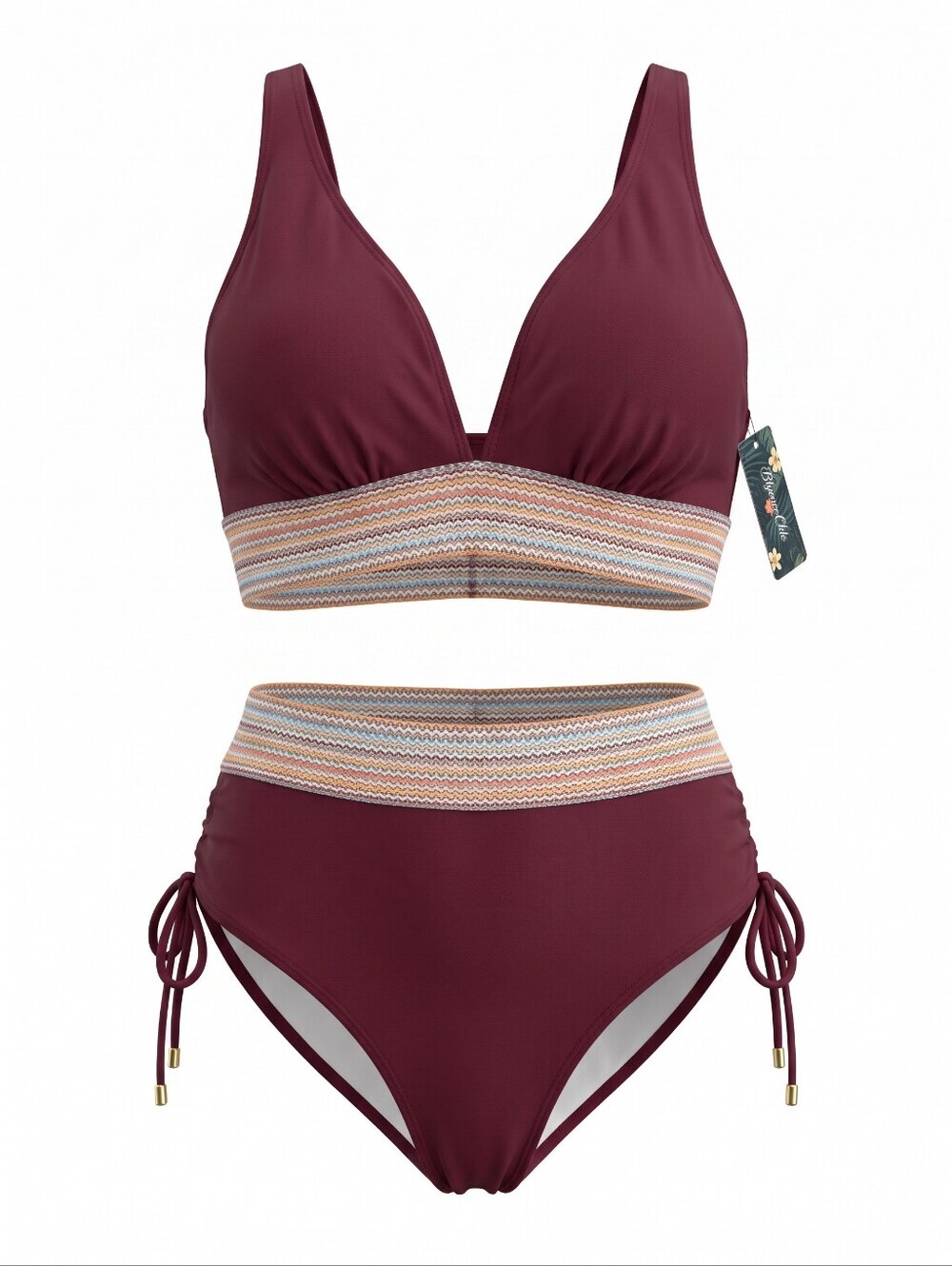Blooming JELLY Plum High-Waist Two-Piece BikinI Beach Vacation Resortwear Cruise